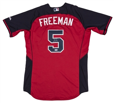 Freddie Freeman Team Issued/Autographed Atlanta Braves Batting Practice Jersey (MLB Authenticated & PSA/DNA)
